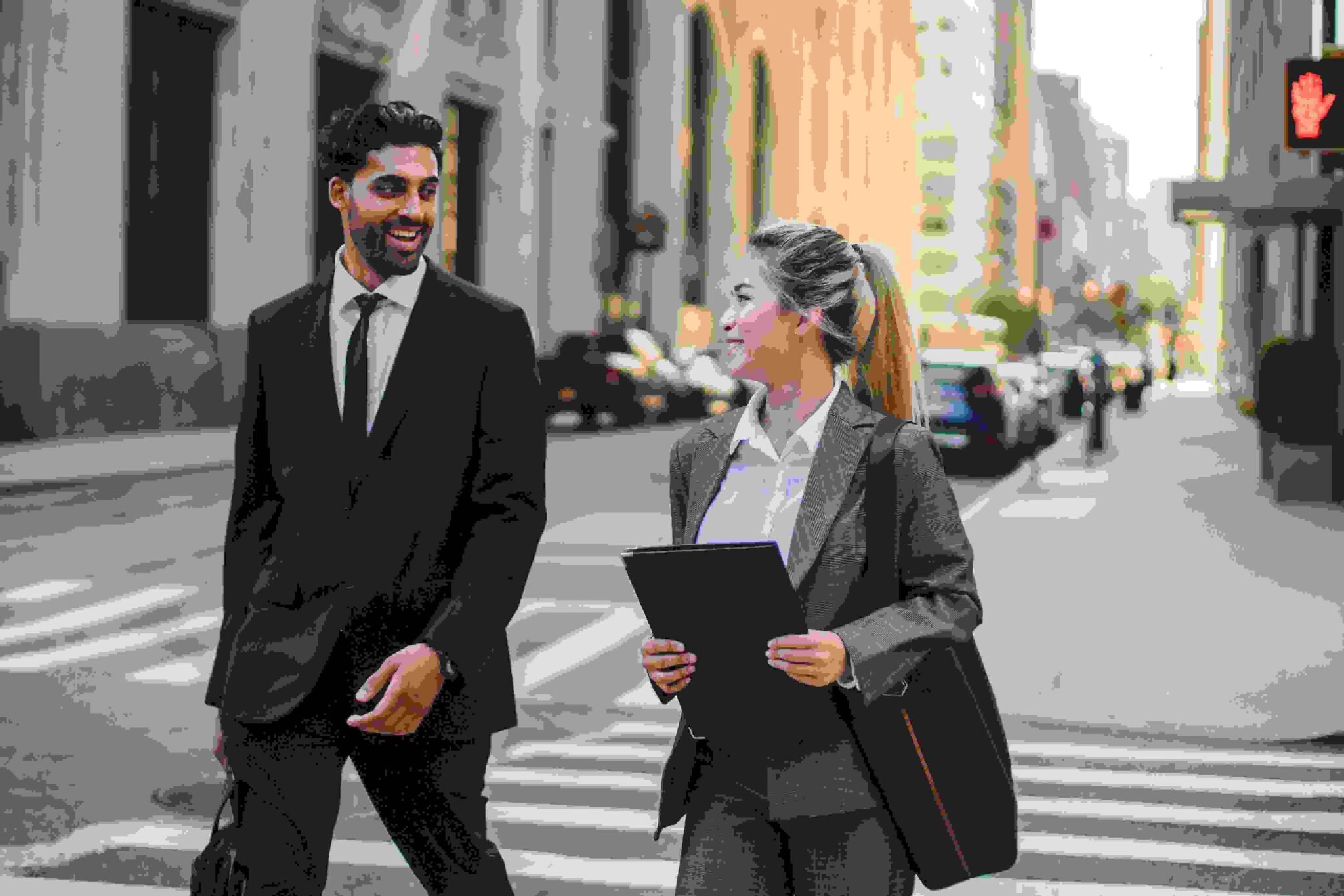 Confident personality man walking with a good personality woman