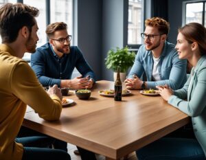 A group pf people discussing over debating tips