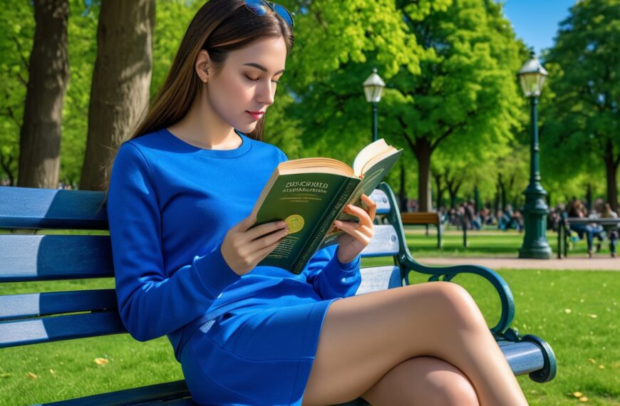 A woman sitting in the park and reading a book on 10 benefits of self-management