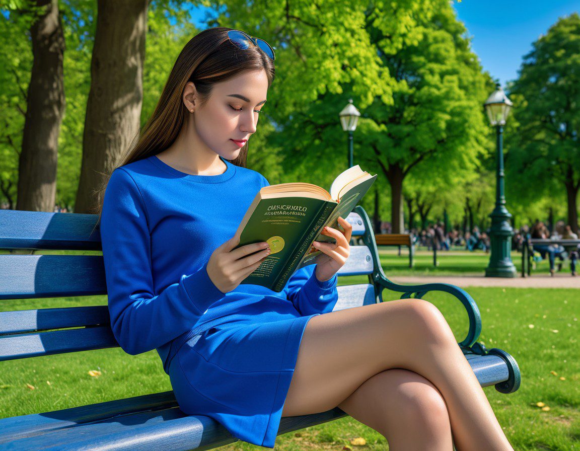 A woman sitting in the park and reading a book on 10 benefits of self-management